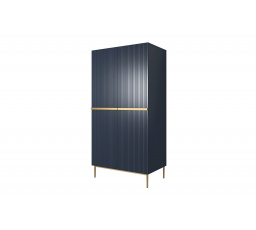 Skříň Nicole 100 cm - modrá MDF / zlaté nožky