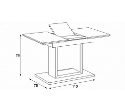 Jídelní stůl rozkládací 110-150x75 cm, mdf, bílá, HT-430 WT