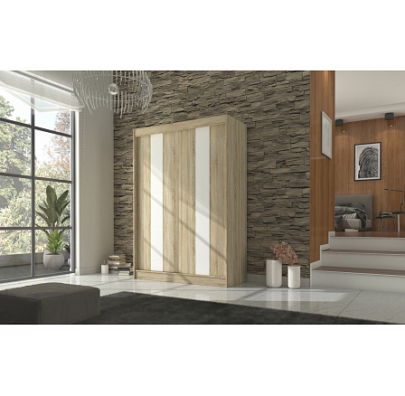 Posuvná skříň s lacobelem KAREN 150 Sonoma+White Lacobel Posuvná skříň s lacobelem KAREN 150 Sonoma+White Lacobel
