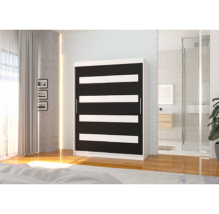 Posuvná skříň s lacobelem MARTINEZ 150 Bílá+Černá