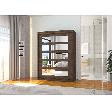 Posuvná skříň se zrcadlem MURANI 150 Choco+Choco