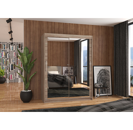 Posuvná skříň se zrcadlem PERMO 150 Truffle+Truffle