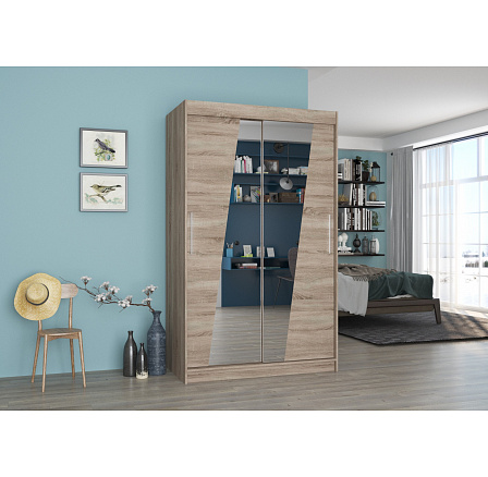 Posuvná skříň se zrcadlem TEXAS 120 Truffle+Truffle