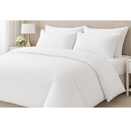 Hotelové povlečení 140x220, 70x90cm Atlas gradl Bílý - česaný 145g/m2, proužek 2cm