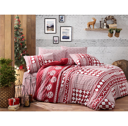 Vánoční bavlněný povlak na polštář Christmas red 30x40