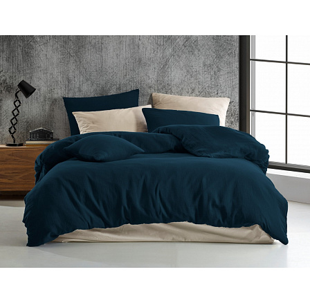 Mušelínové povlečení 140x200, 70x90 cm tmavě modré