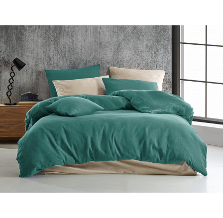 Francouzské mušelínové povlečení petrolové 240x220