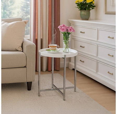 Odkládací stolek 50x50x50cm, dřevo, bílá, 80135-12 WT