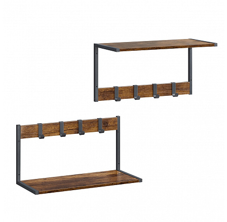 Set 2 nástěnných poliček, mdf, hnědá, ABP-E1083 OLW Set 2 nástěnných poliček, mdf, hnědá, ABP-E1083 OLW