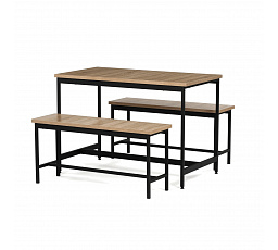Jídelní set s 2 lavicemi, 110x60x75cm, mdf, dub, AUT-G1175 OAK