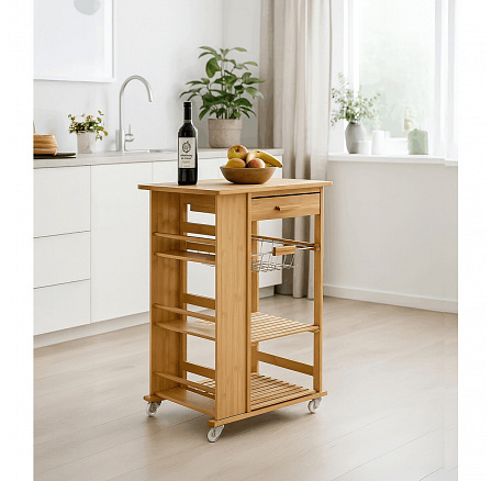 Regál, bambus, přírodní, DR-046