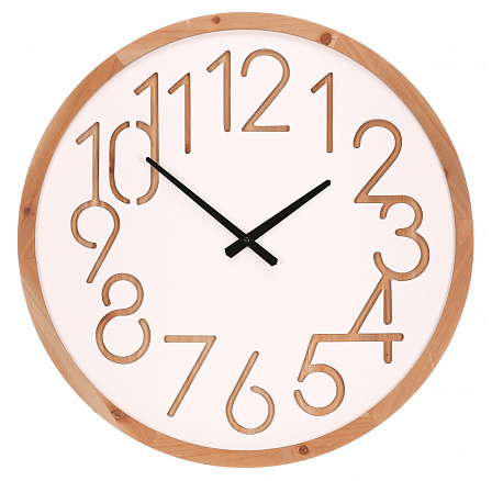Hodiny nástěnné - pr. 60 cm, MDF a dřevěný rám, bílé