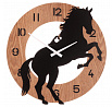 Hodiny nástěnné - pr. 40 cm, MDF a kov, motiv koně na zadních