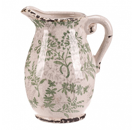 Obal keramický - retro džbánek, vel. L, dekor zeleně