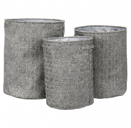 Koš na prádlo - polyester, šedý, sada 3 ks