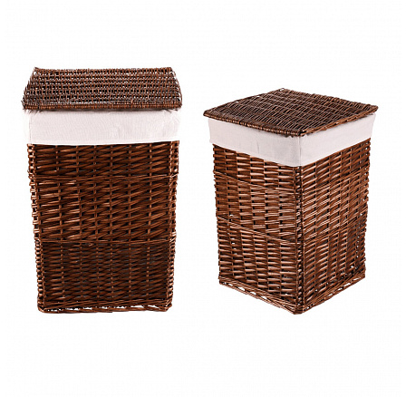 Koš prádelní - proutěný, s víkem, přírodní, cena za sadu 2 ks Koš prádelní - proutěný, s víkem, přírodní, cena za sadu 2 ks
