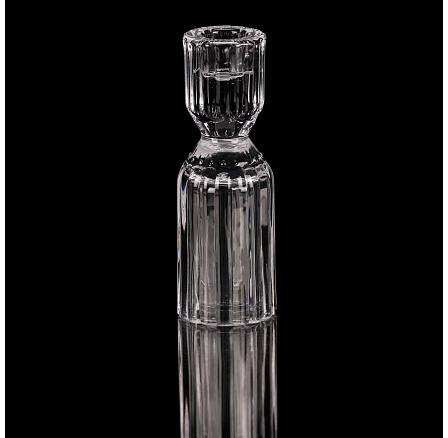 Svícen skleněný - 14,5 cm, rovný, na kónickou svíčku, čirý Svícen skleněný - 14,5 cm, rovný, na kónickou svíčku, čirý