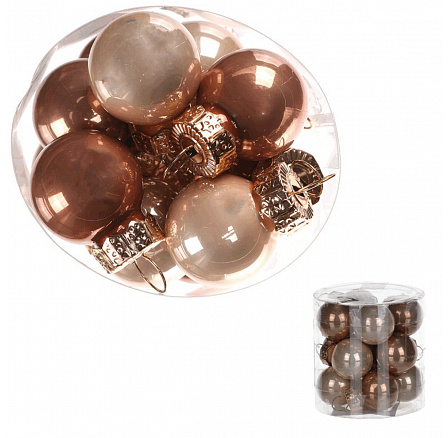 Ozdoby skleněné - pr. 2 cm, karamelové, cena za balení (12 ks) Ozdoby skleněné - pr. 2 cm, karamelové, cena za balení (12 ks)