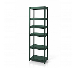 Úzký kovový regál zelený: JOHNNY, 1800 x 450 x 420 mm
