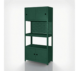 Kovový regál se skříňkami zelený: JOHNNY, 1800 x 800 x 420 mm