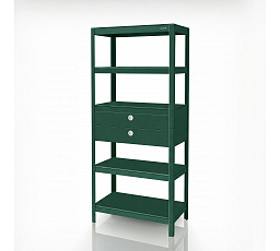 Kovový regál se zásuvkami zelený: JOHNNY, 1800 x 800 x 420 mm