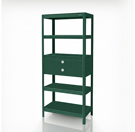 Kovový regál se zásuvkami zelený: JOHNNY, 1800 x 800 x 420 mm