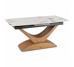 Stůl ALICANTE Keramický Rozkládací 160-200 cm Bílý Mramor/Dub