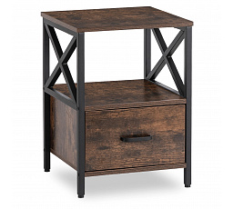 Noční stolek LOGAN 40 cm Dub Rustikální/Černý