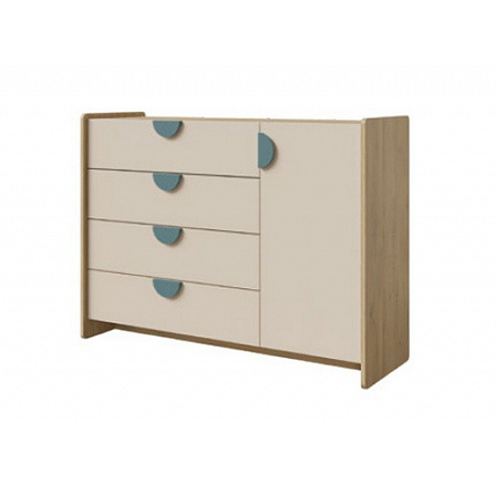 Komoda Leya R9 dub cremona/macadamia/mořská modrá
