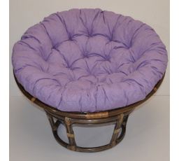 Ratanový papasan 115 cm hnědý - polstr fialový melír