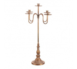 Svícen kovový - 5 ramen, na kónické svíčky, zlatý