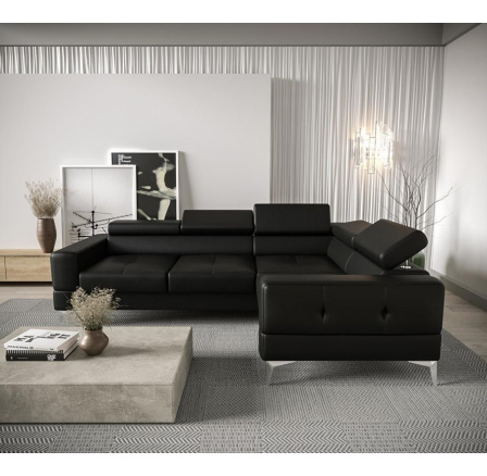 Rohová sedací souprava TOSCANIA 250x180 - černá eko kůže , pravá