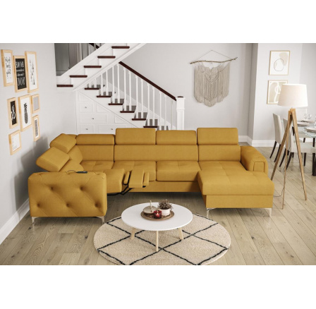 Rohová sedací souprava ORION MAX III , relax s funkcí spaní 165x320x190 cm - žlutá, levá