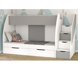 Patrová postel MARTINEK, Bílá/Šedá