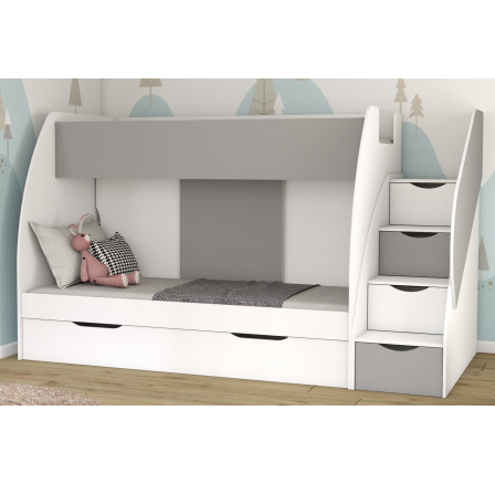 Patrová postel MARTINEK, Bílá/Šedá