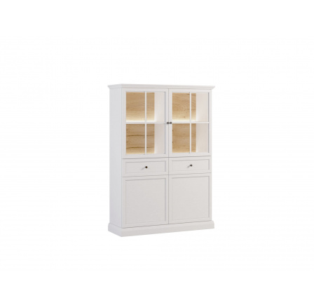 Vitrína LUCCA W4D2S, Bílá  s LED osvětlením