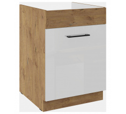 Kuchyňská skříňka Vega 60 ZL 1S dub lancelot/bílý lesk