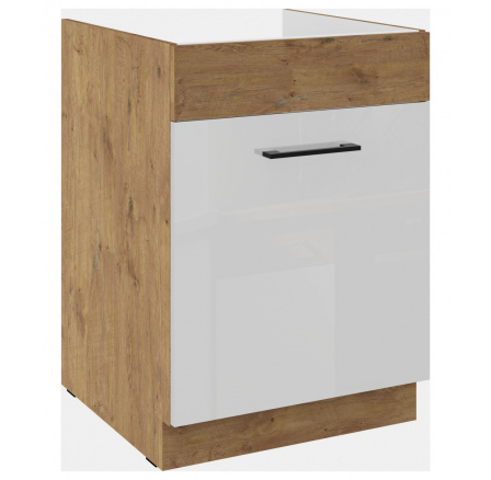 Kuchyňská skříňka Vega 60 ZL 1S dub lancelot/bílý lesk