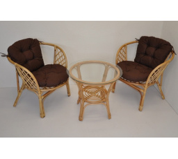 Ratanová sedací souprava Java polstr hnědý kepr