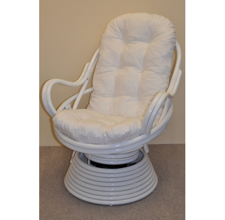 Ratanové houpací křeslo Swivel bílé polstr bílý