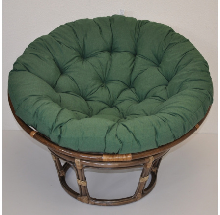 Ratanový papasan 100 cm hnědý polstr tmavě zelený melír