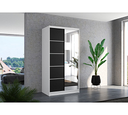 Posuvná skříň se zrcadlem ORLANDO 100 Bílá+Černá