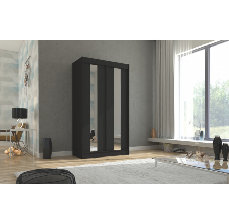 Posuvná skříň se zrcadlem BALTON 120 Černá+Černá Posuvná skříň se zrcadlem BALTON 120 Černá+Černá
