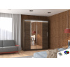 Posuvná skříň se zrcadlem a LED osvětlením DALLAS 180 Choco+Choco