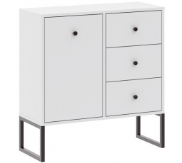 Komoda LINEA 1D3S, Bílá/Černá