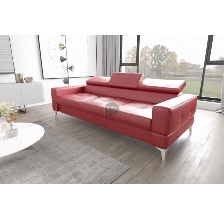 Sofa TOSCANIA III 250 cm přírodní kůže - červená kůže