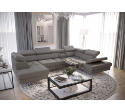 Rohová sedací souprava GALAXY MAX II , relax s funkcí spaní 215x350x170 - šedá , pravá