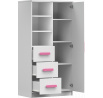 Regál 80 3S1D SMYK I - 05, Bílá Mat/Růžová