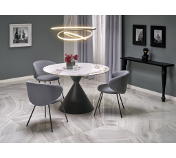 Jídelní stůl GARET, efekt bílého mramoru / černá