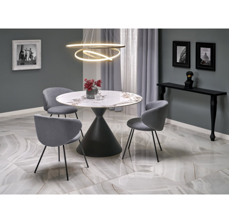 Jídelní stůl GARET, efekt bílého mramoru / černá